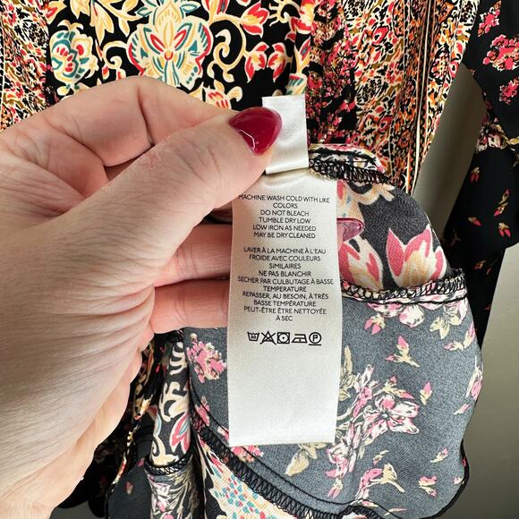 NWOT Free People Stevie Floral Paisley Long Bell Sleeve Tie Back Tunic Dress XS - Picture 13 of 15